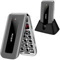 artfone F30 4G Unlocked Flip Phone for Seniors with SOS Button – Silver Grey