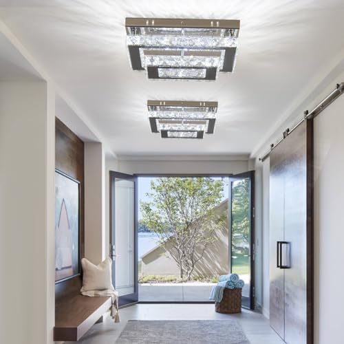 Jolof Store Modern Crystal LED Flush Mount Ceiling Light – Cool White K9