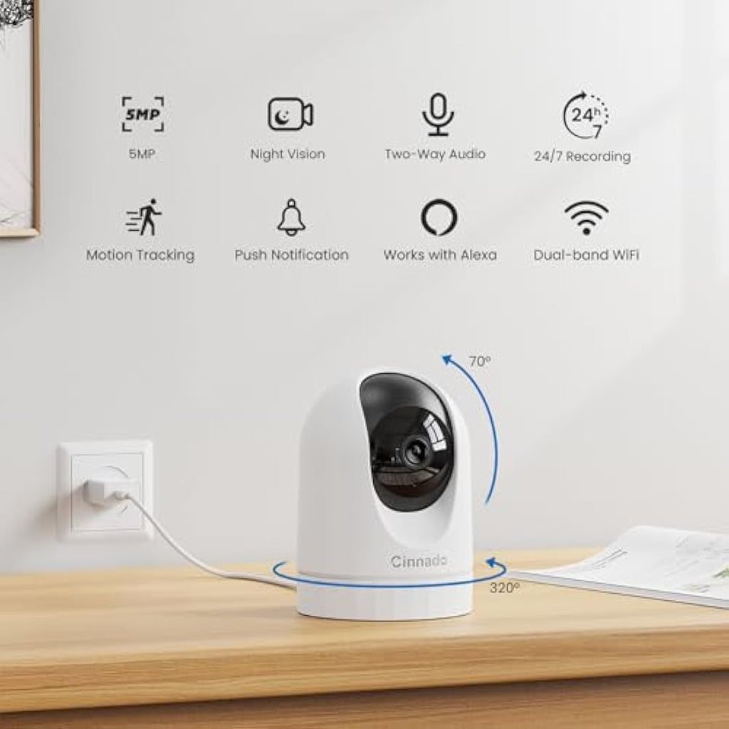 Cinnado 5MP Indoor Security Camera – 5G Dual-Band Baby Monitor
