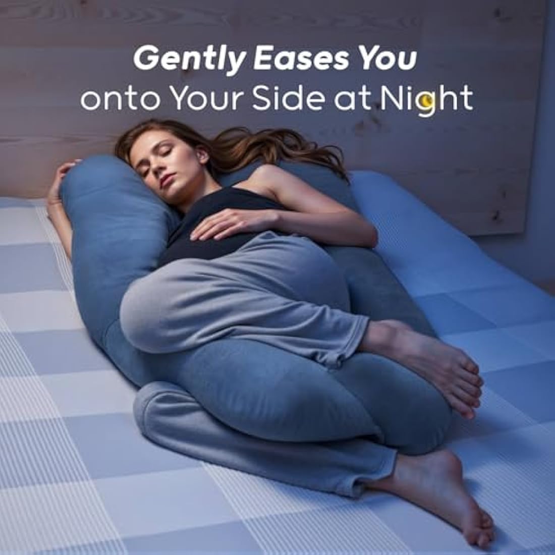 Nuliie U-Shaped Pregnancy Pillow | Full Body Support Velvet Cover - Grey