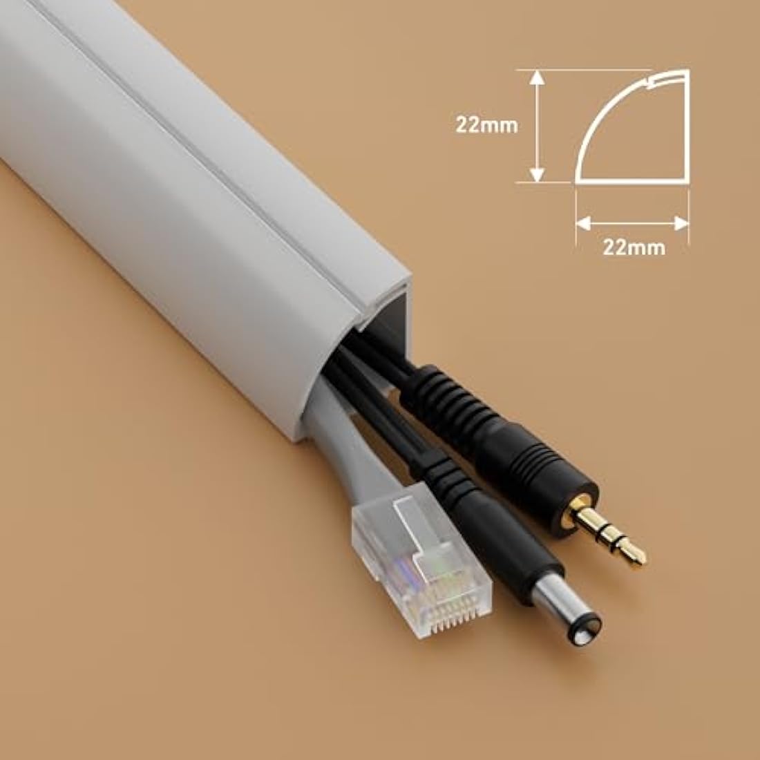 D-Line Quarter Round Cable Trunking Kit | 4m Self-Adhesive Floor Trim - White