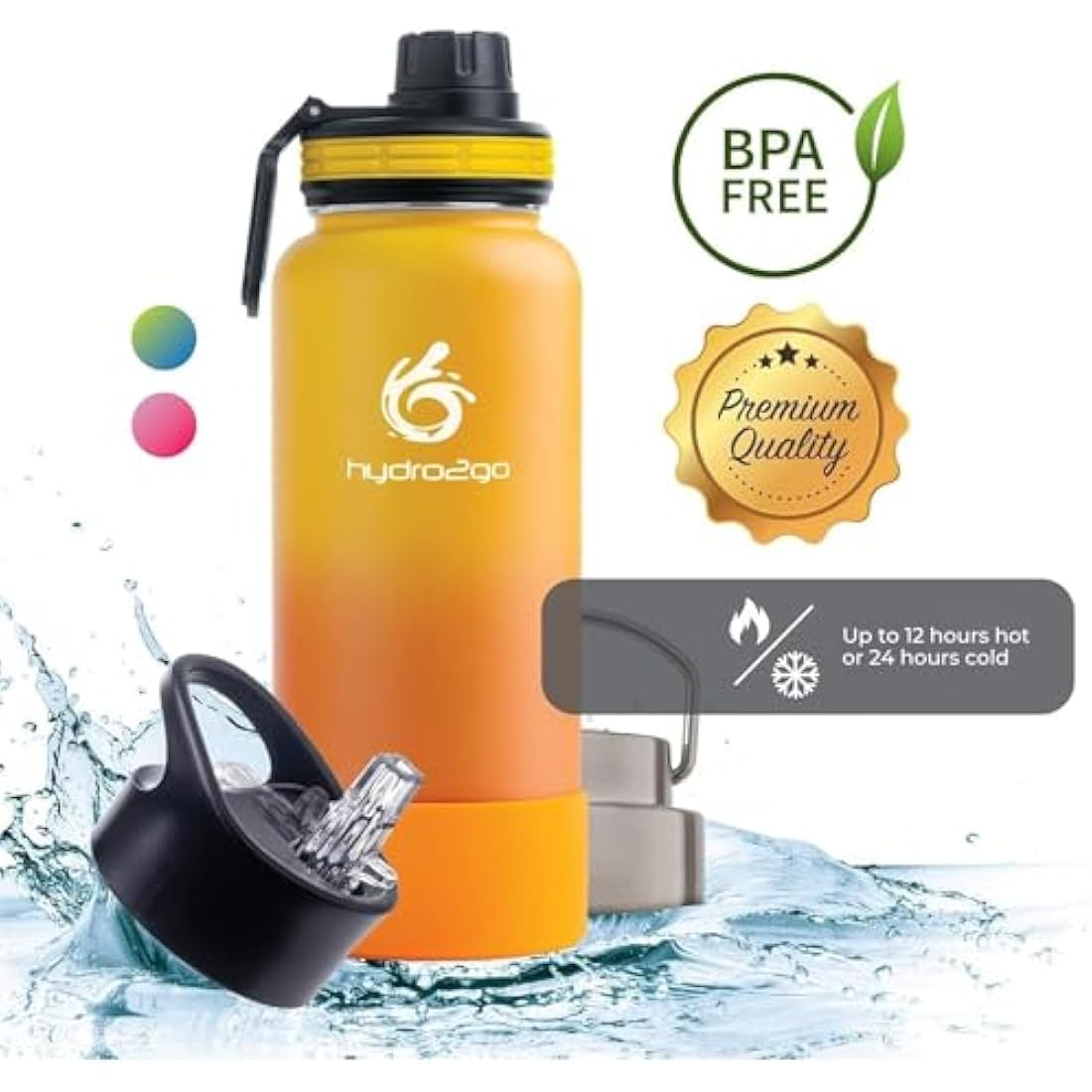 hydro2go Insulated Stainless Steel Water Bottle | 950ml Leak-Proof Mug