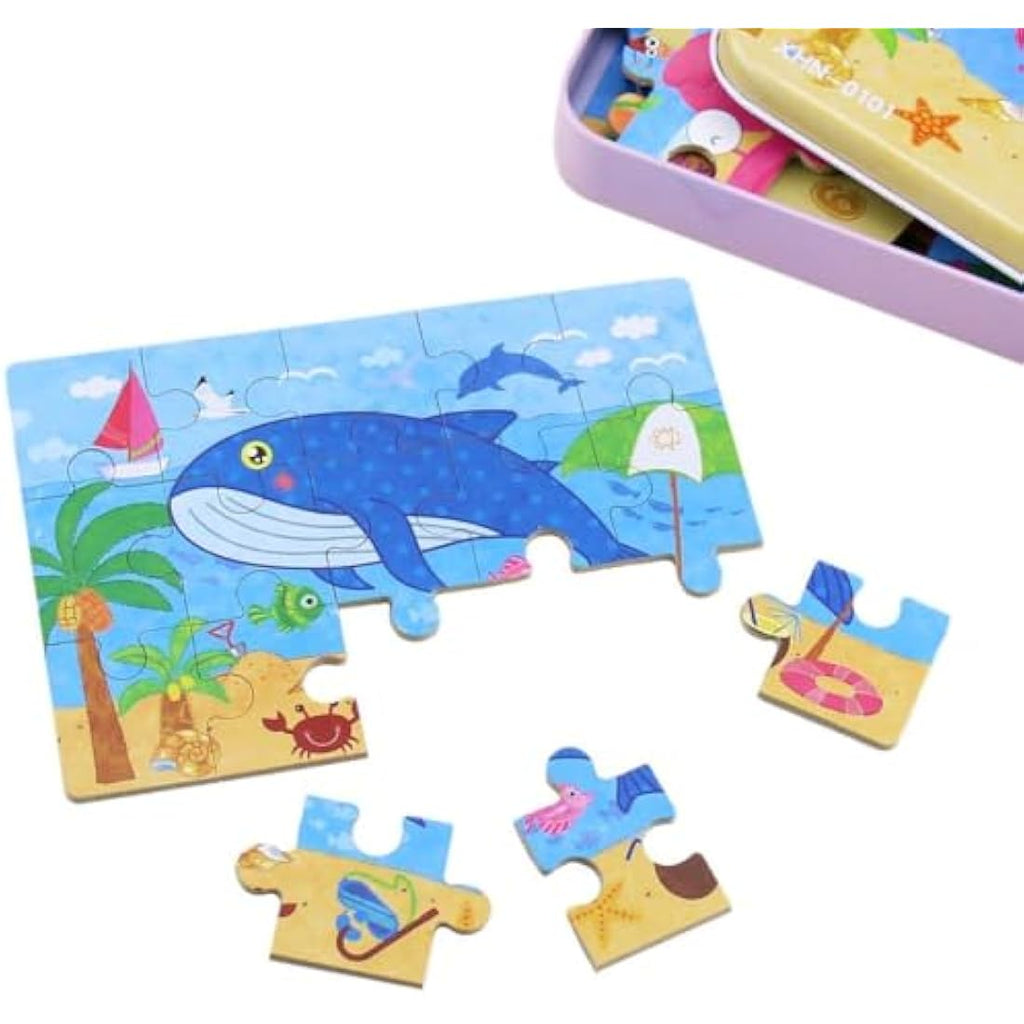 BBLIKE Sea Creatures Jigsaw Puzzles - 4 Pack Educational Travel Toy
