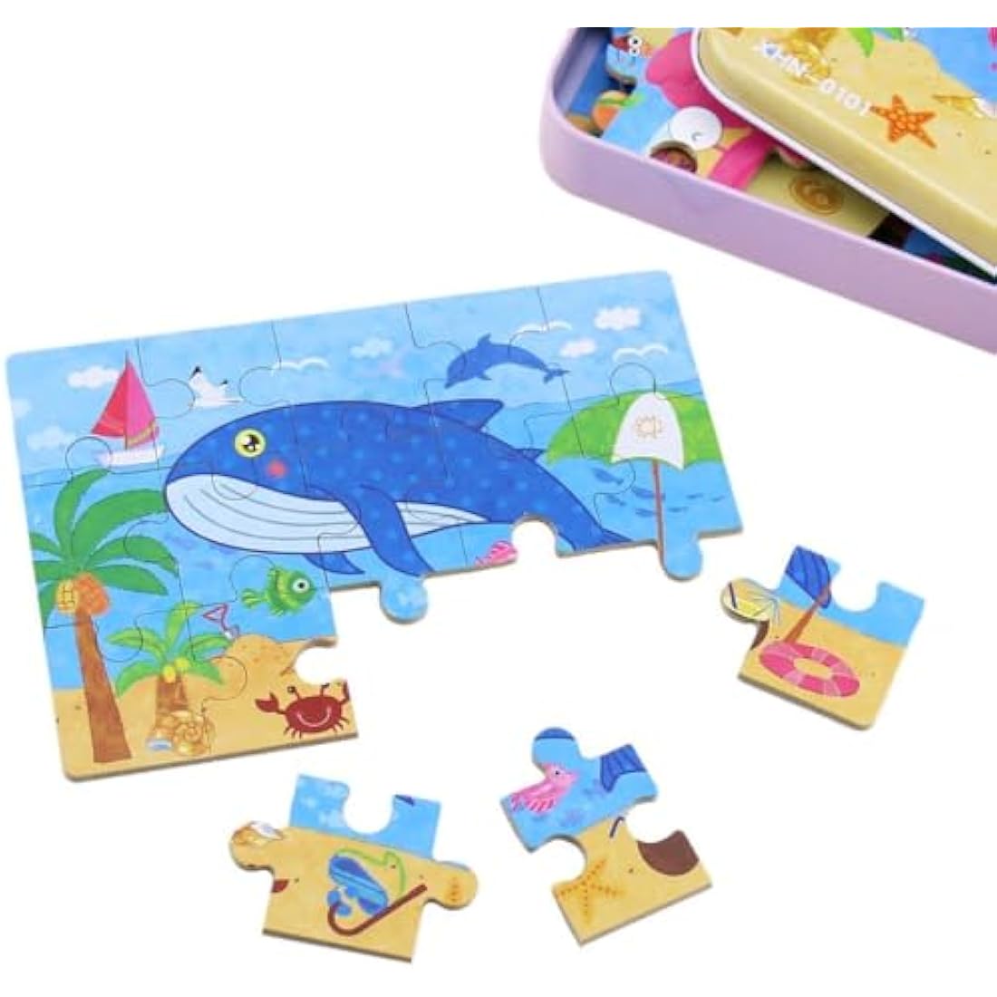 BBLIKE Sea Creatures Jigsaw Puzzles - 4 Pack Educational Travel Toy