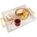 Marble Acrylic Serving Tray with Gold Handles - 16" x 12"