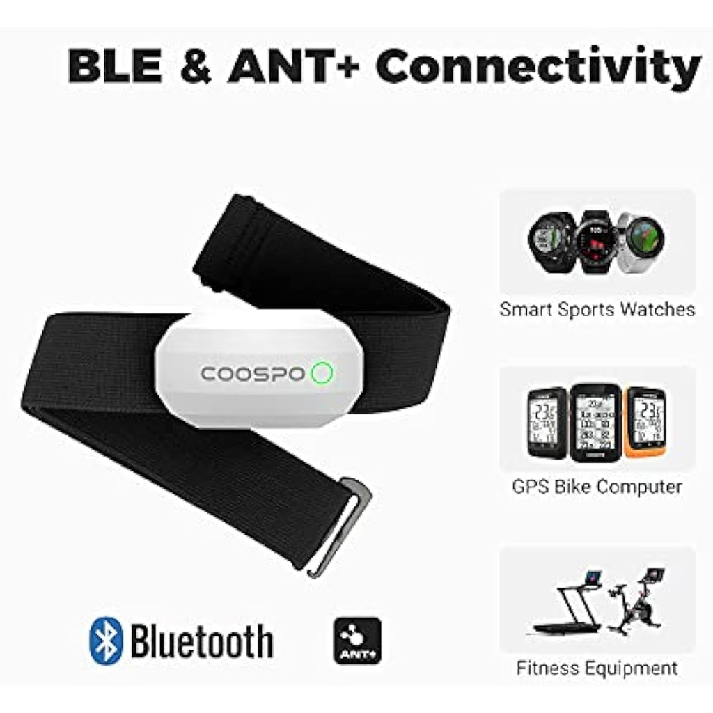 Coospo Heart Rate Monitor Chest Strap – Bluetooth ANT+ IP67 Waterproof