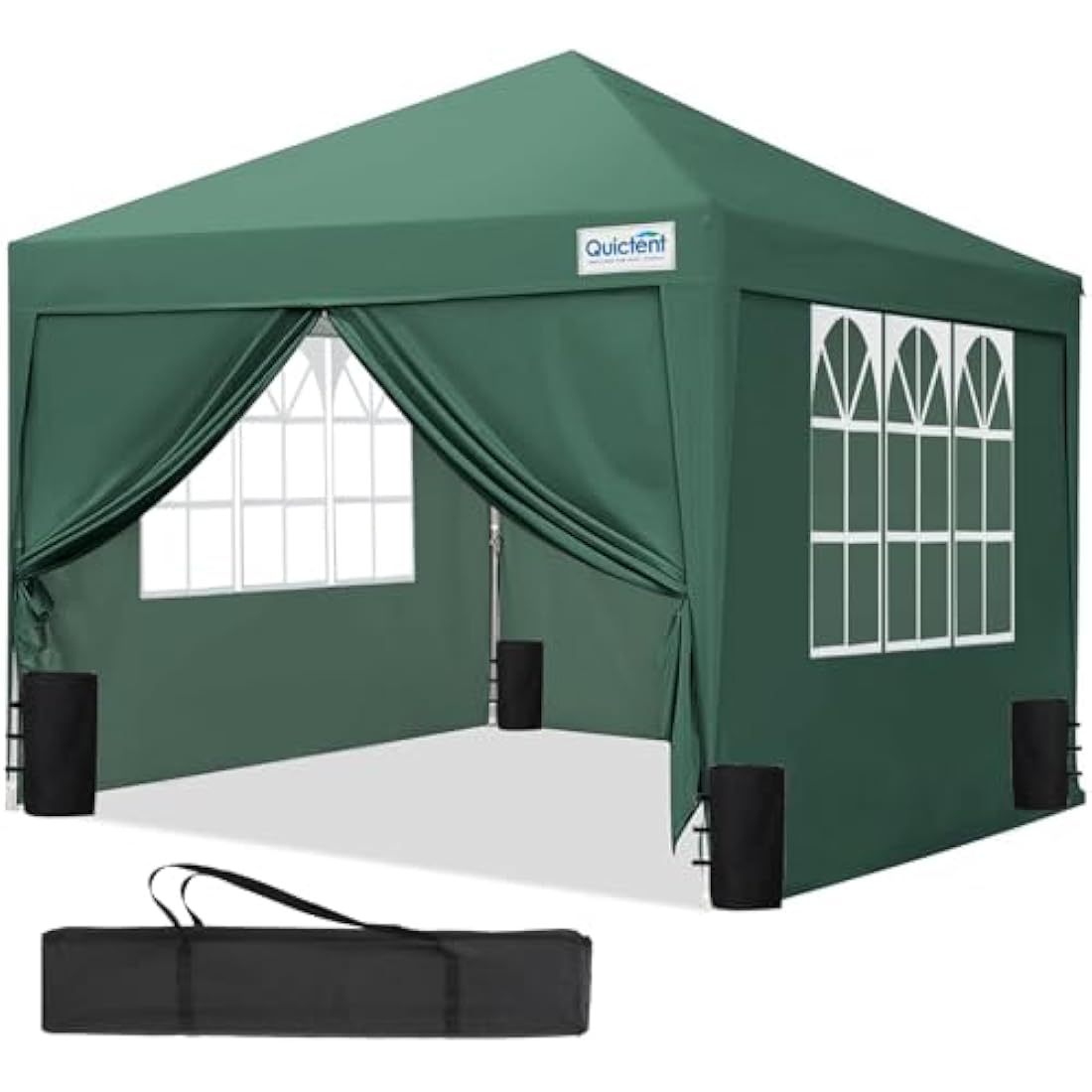 Quictent 3x3m Pop Up Canopy Gazebo with Sidewalls | 10x10ft Green Tent