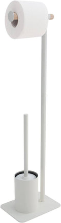 Sealskin Brix Toilet Butler | White Metal & Wood Bathroom Stand
