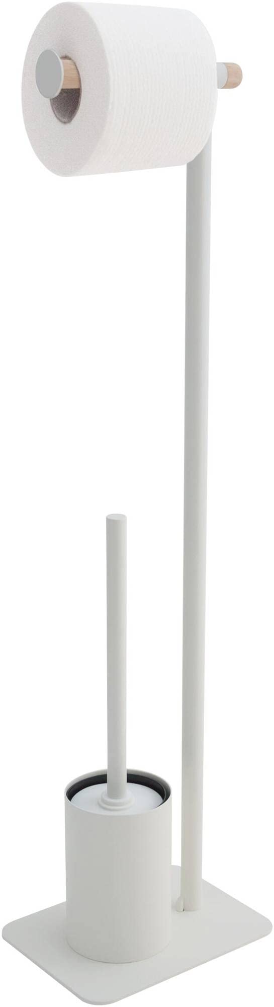 Sealskin Brix Toilet Butler | White Metal & Wood Bathroom Stand