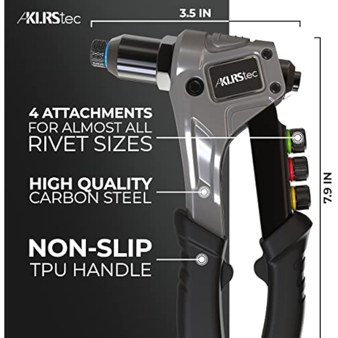KLRStec Professional Rivet Gun Kit - Heavy Duty Hand Riveter with 120 Rivets