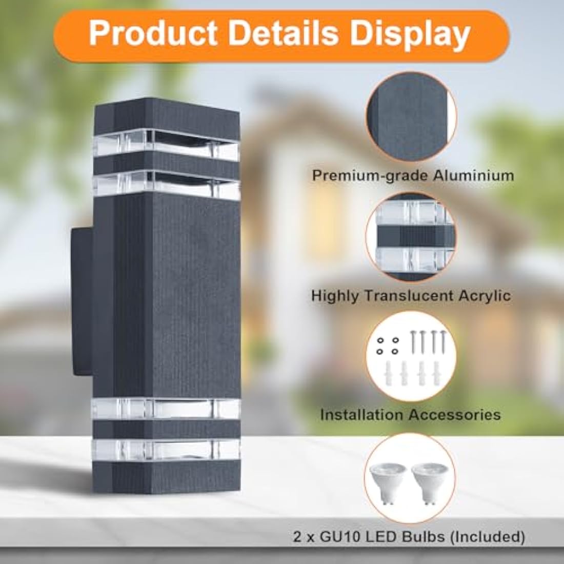 CELAVY Outdoor Wall Lights – IP65 Waterproof LED Up Down Sconce, 2 Pack
