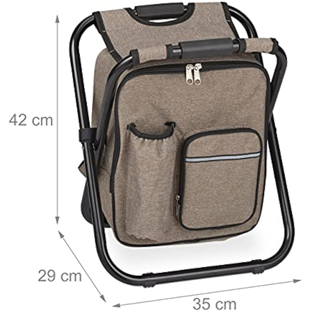 Folding Camping Stool with Bag – Lightweight Beige Iron Seat