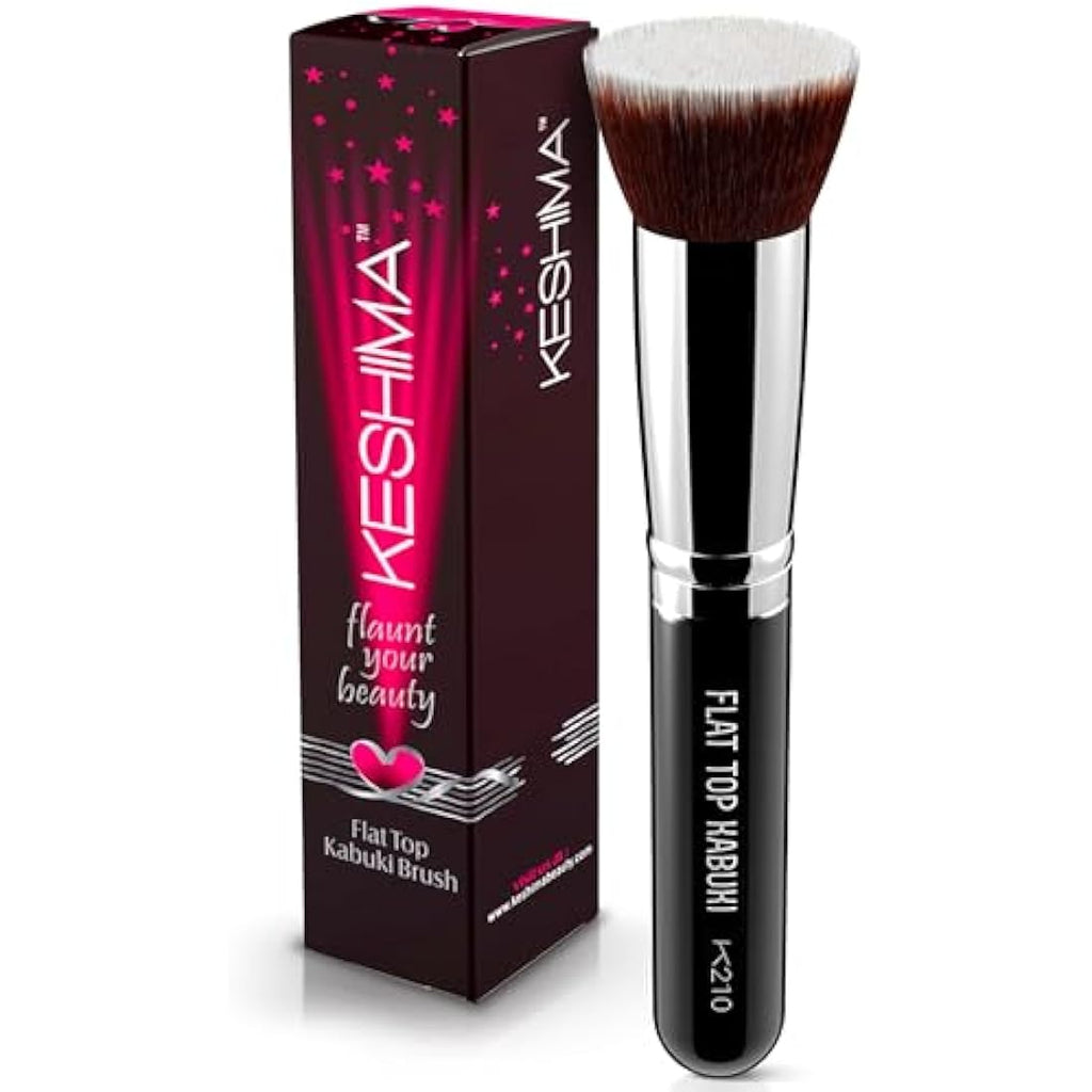 Keshima Flat Top Kabuki Foundation Brush | Dense Synthetic Buffing Tool