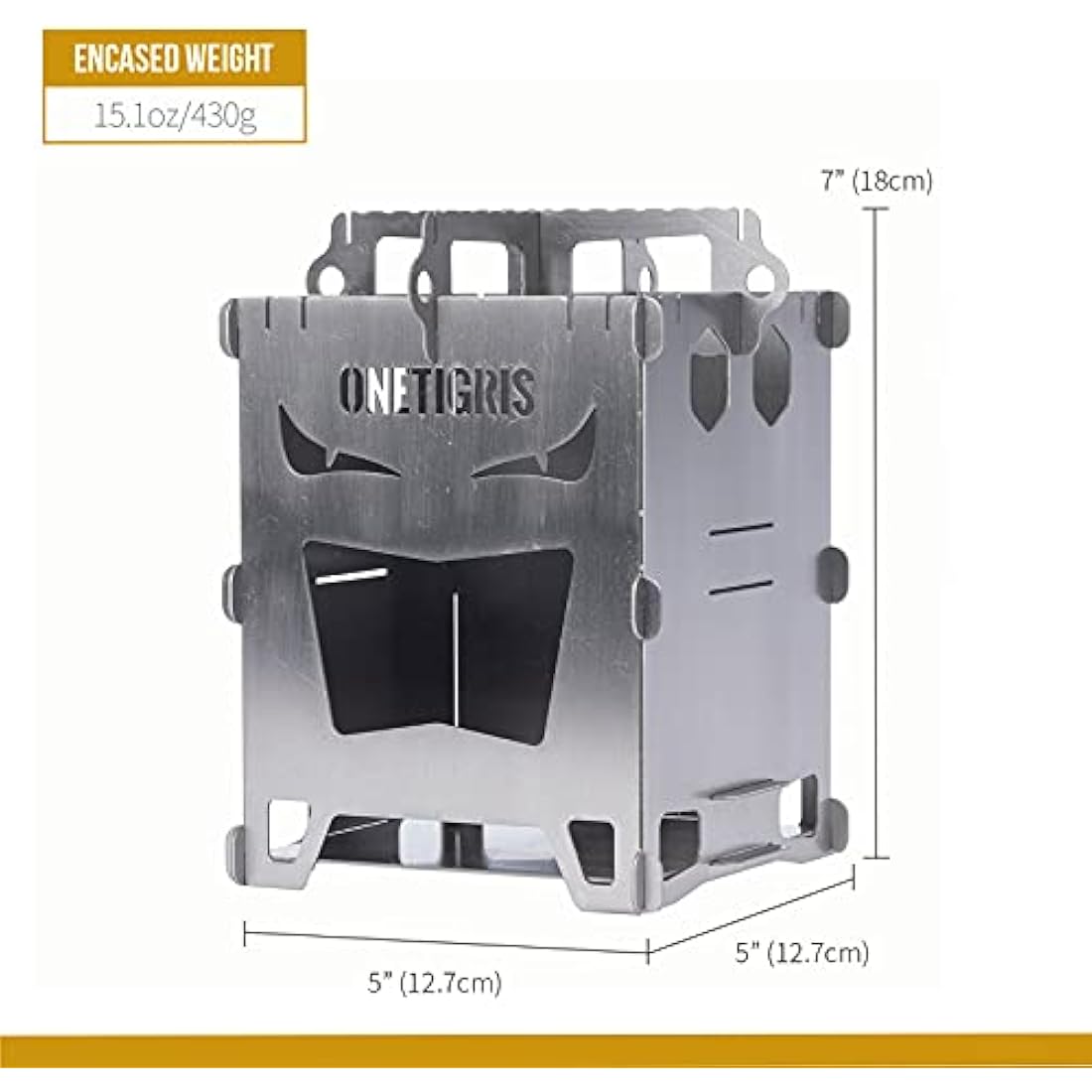 OneTigris ROCUBOID Titanium Wood Stove – Ultralight Evil Eyes Version