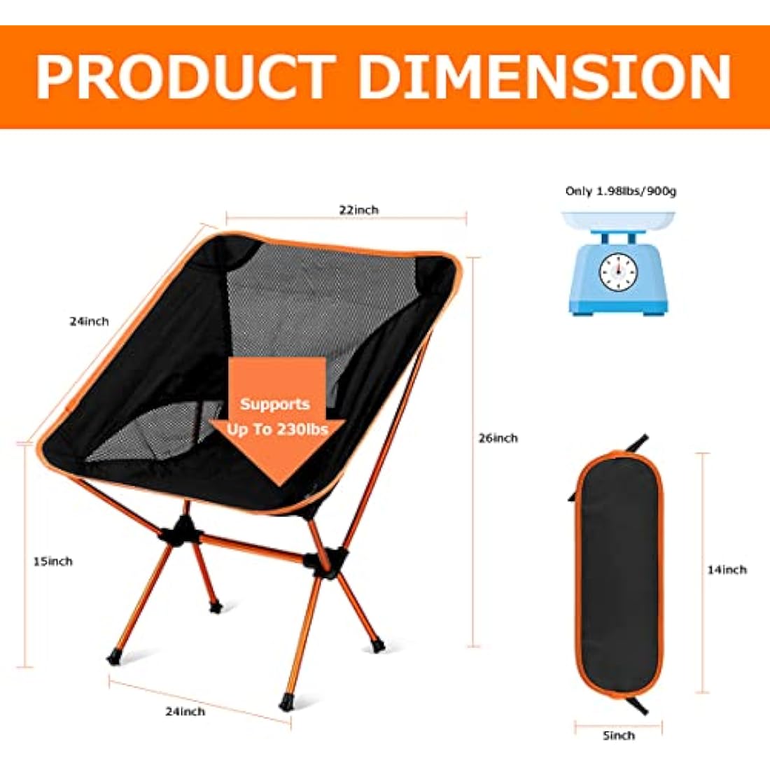 SOPPY 2-Pack Ultralight Folding Camping Chairs | Portable & Heavy Duty