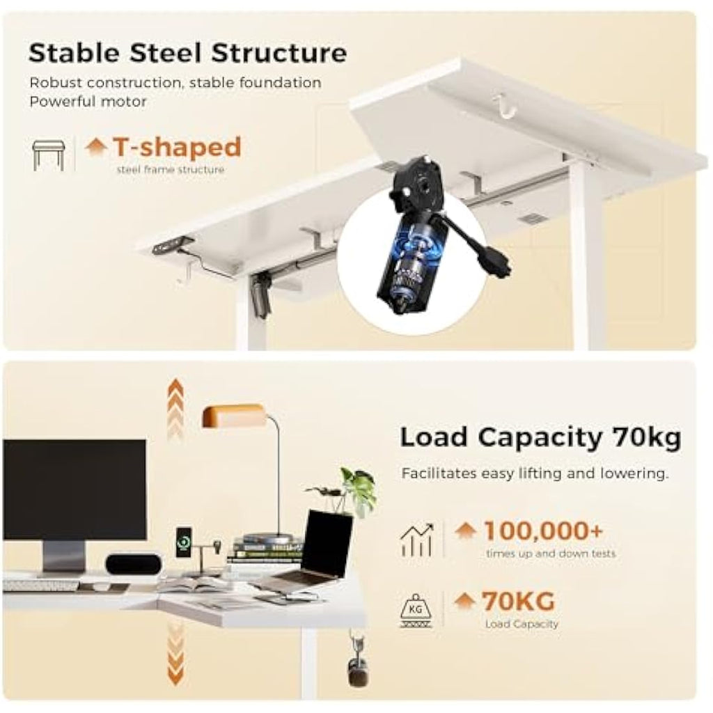 Agilestic L-Shaped Electric Standing Desk | 140cm Height Adjustable - White