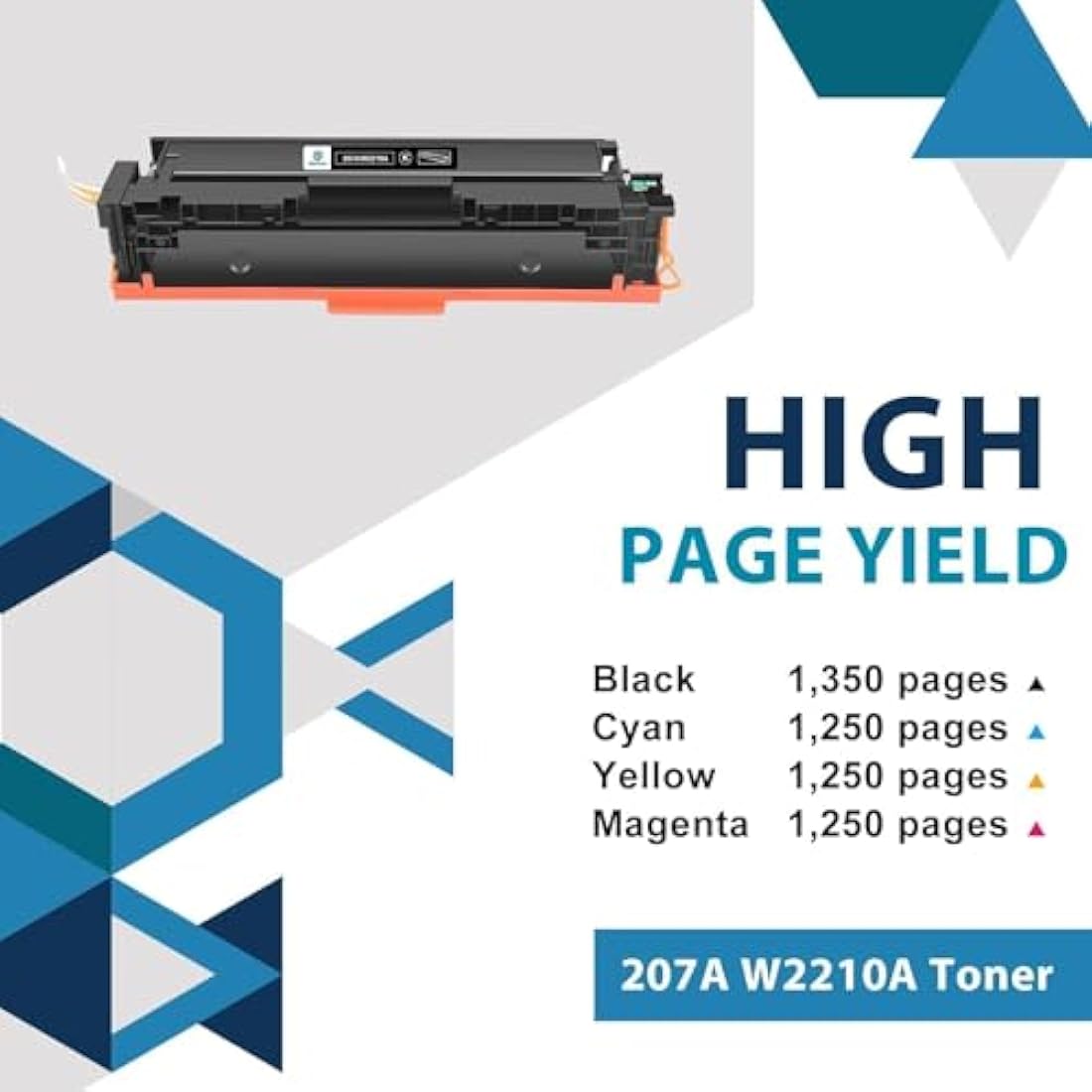 INKALFA 207A Toner Cartridge 4-Pack with Chip for HP Color LaserJet Pro M283fdw