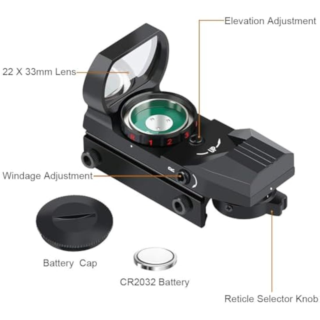 Feyachi Red Dot Reflex Sight – 4 Reticle Styles for Picatinny Rail