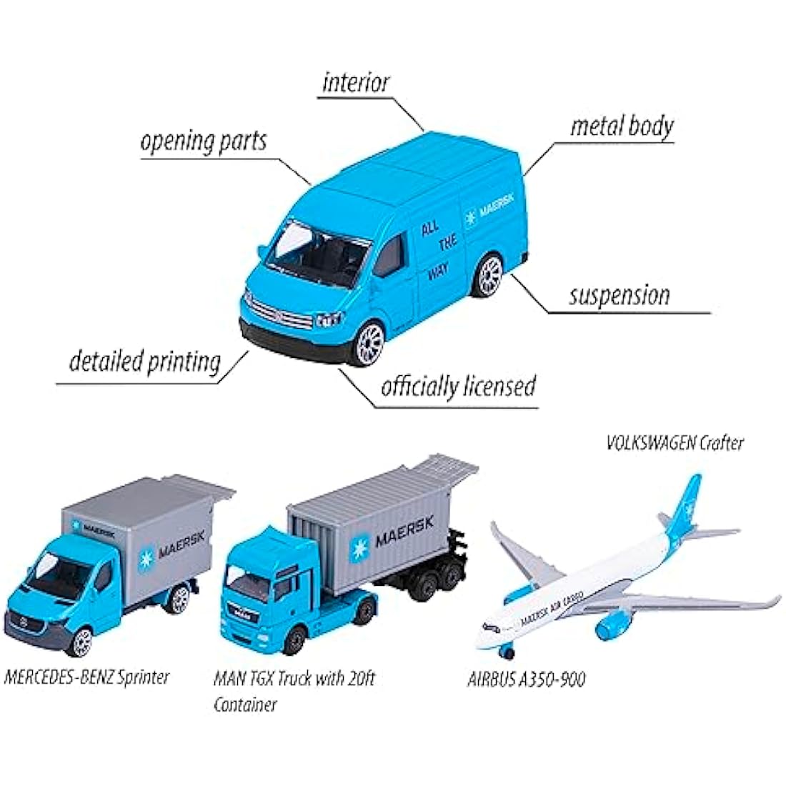 Majorette Maersk Transport Gift Set – 4 Die-Cast Model Vehicles