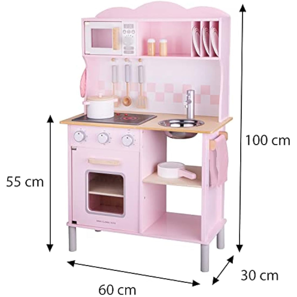 New Classic Toys Wooden Pretend Play Kitchen with Sound - Pink