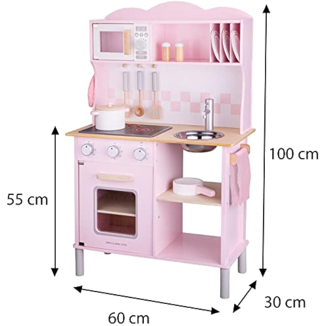 New Classic Toys Wooden Pretend Play Kitchen with Sound - Pink