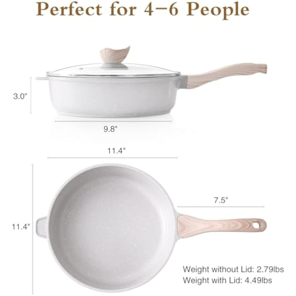 Kordisen 28cm Ceramic Nonstick Deep Frying Pan with Lid | Induction