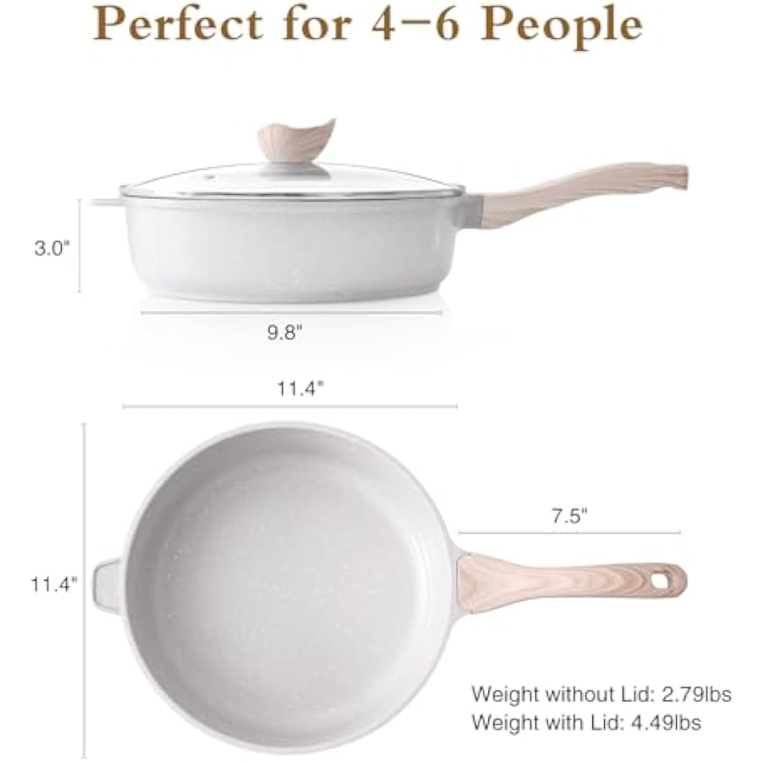 Kordisen 28cm Ceramic Nonstick Deep Frying Pan with Lid | Induction