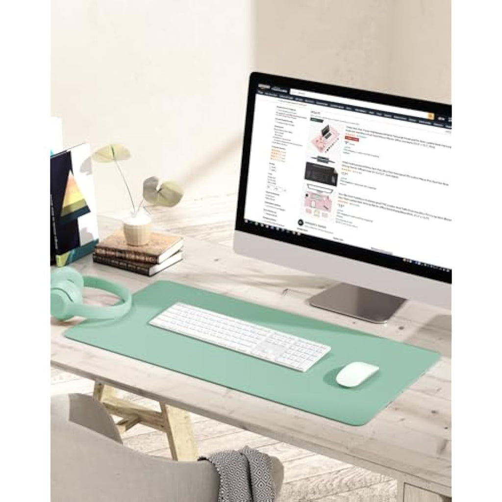 YSAGi Leather Desk Pad – Waterproof Non-Slip Office Writing Mat, Light Green