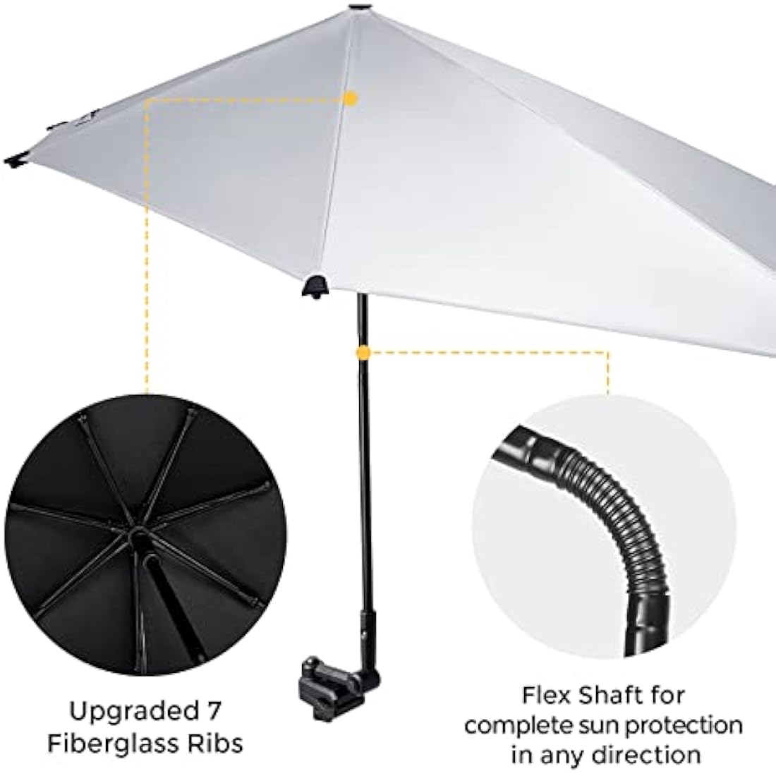 G4Free XL Beach Umbrella | UPF 50+ UV Protection Clamp-on Shade for Chairs