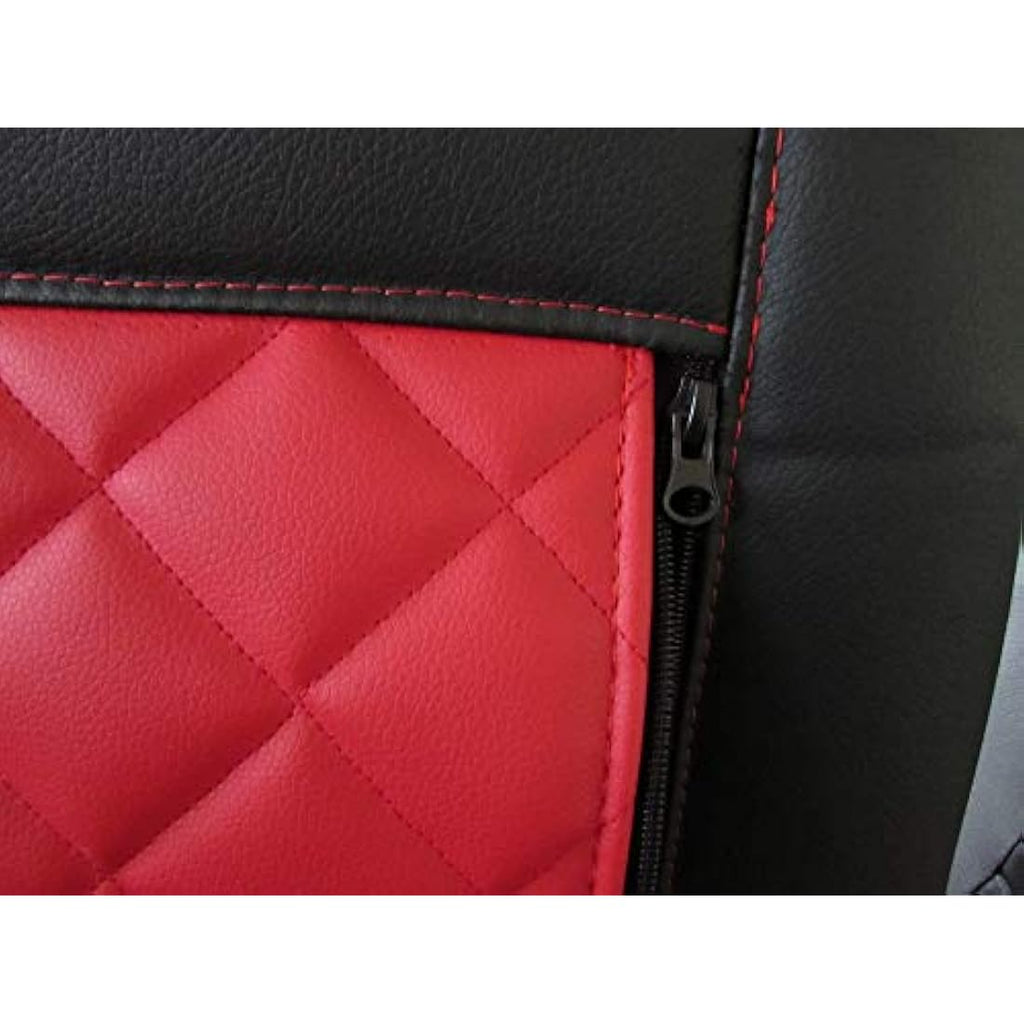 Texmar Black-Red Leather Seat Covers for Mercedes Sprinter & VW Crafter