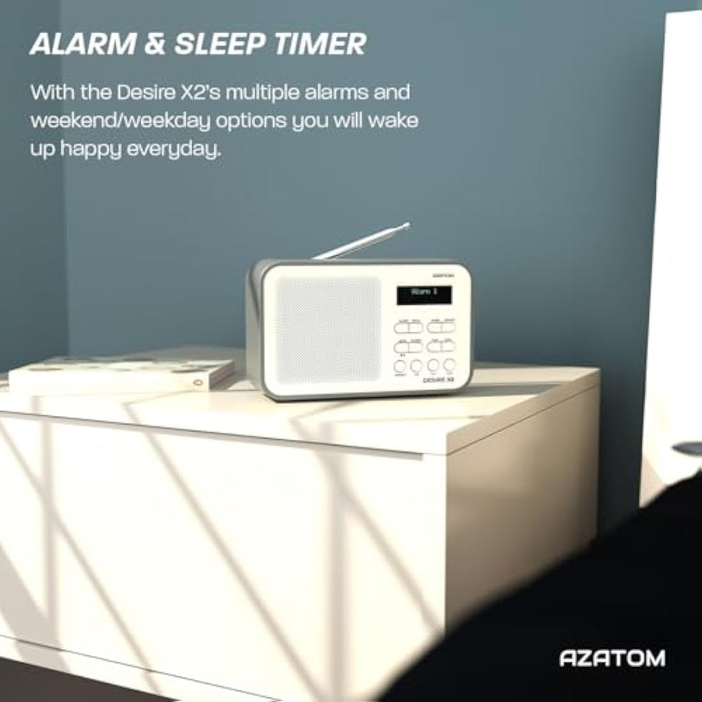 Azatom Desire X2 Portable DAB/DAB+ & FM Digital Radio with Bluetooth - Grey