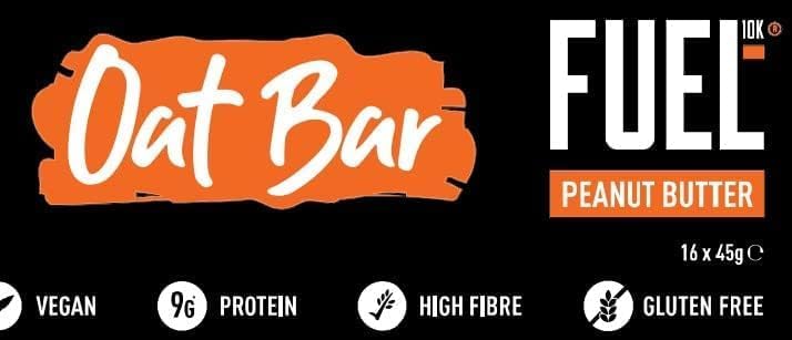 FUEL10K Peanut Butter Oat Bars | High Protein Vegan Snacks | 16 x 45g