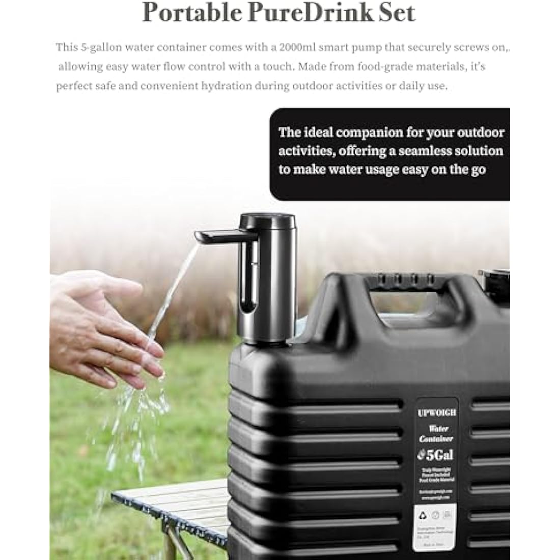 Jolof Store 5 Gallon Water Jug | Portable Rechargeable Pump – Black