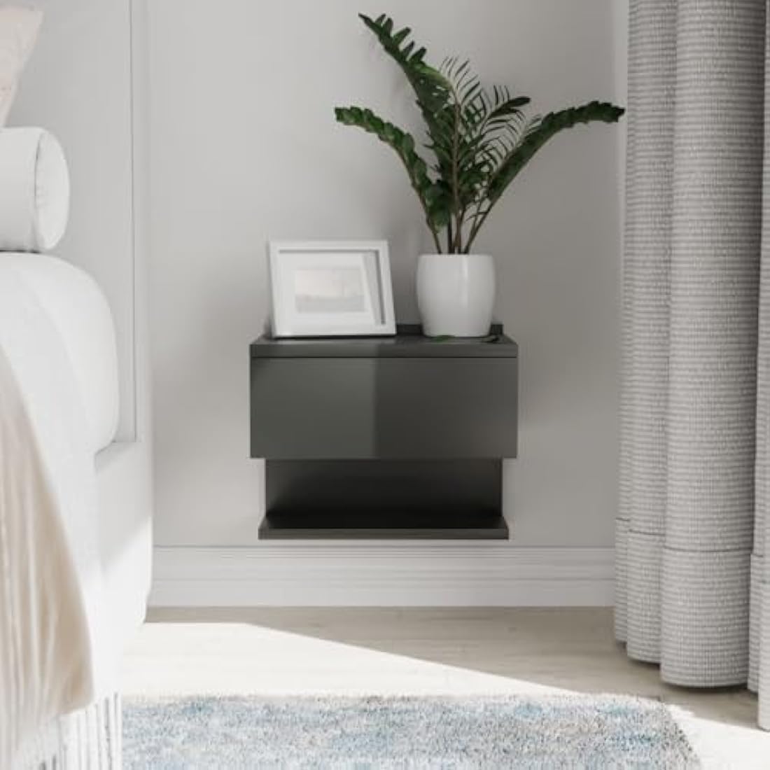 Black Floating Nightstand – Wall Mounted Bedside Table