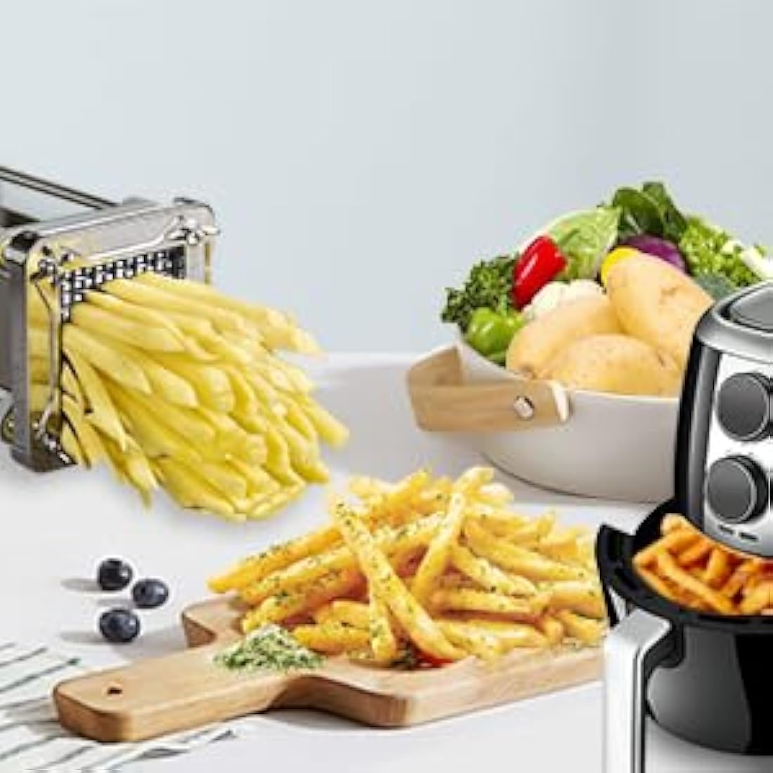 Sopito Stainless Steel French Fry Cutter | Potato Chipper with 2 Blades