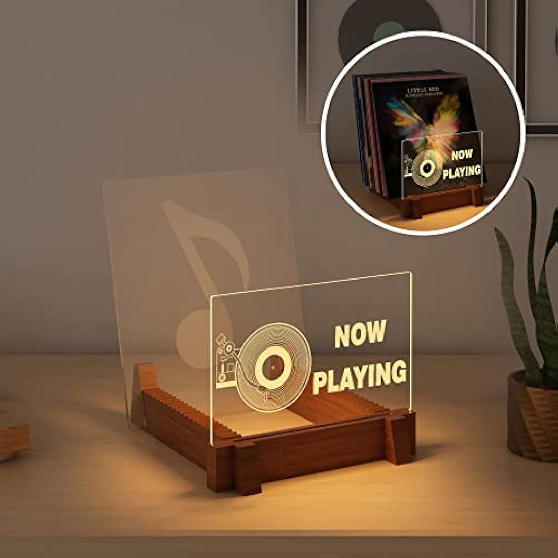 Light Up Vinyl Record Storage – Wood & Acrylic LED Album Holder