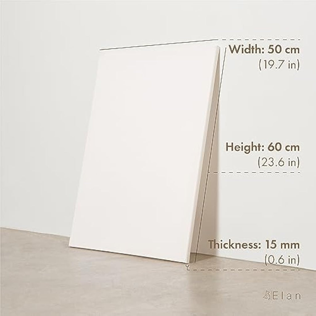 Elan Stretched Canvas 50x60cm | 6-Pack 100% Cotton White Art Canvases