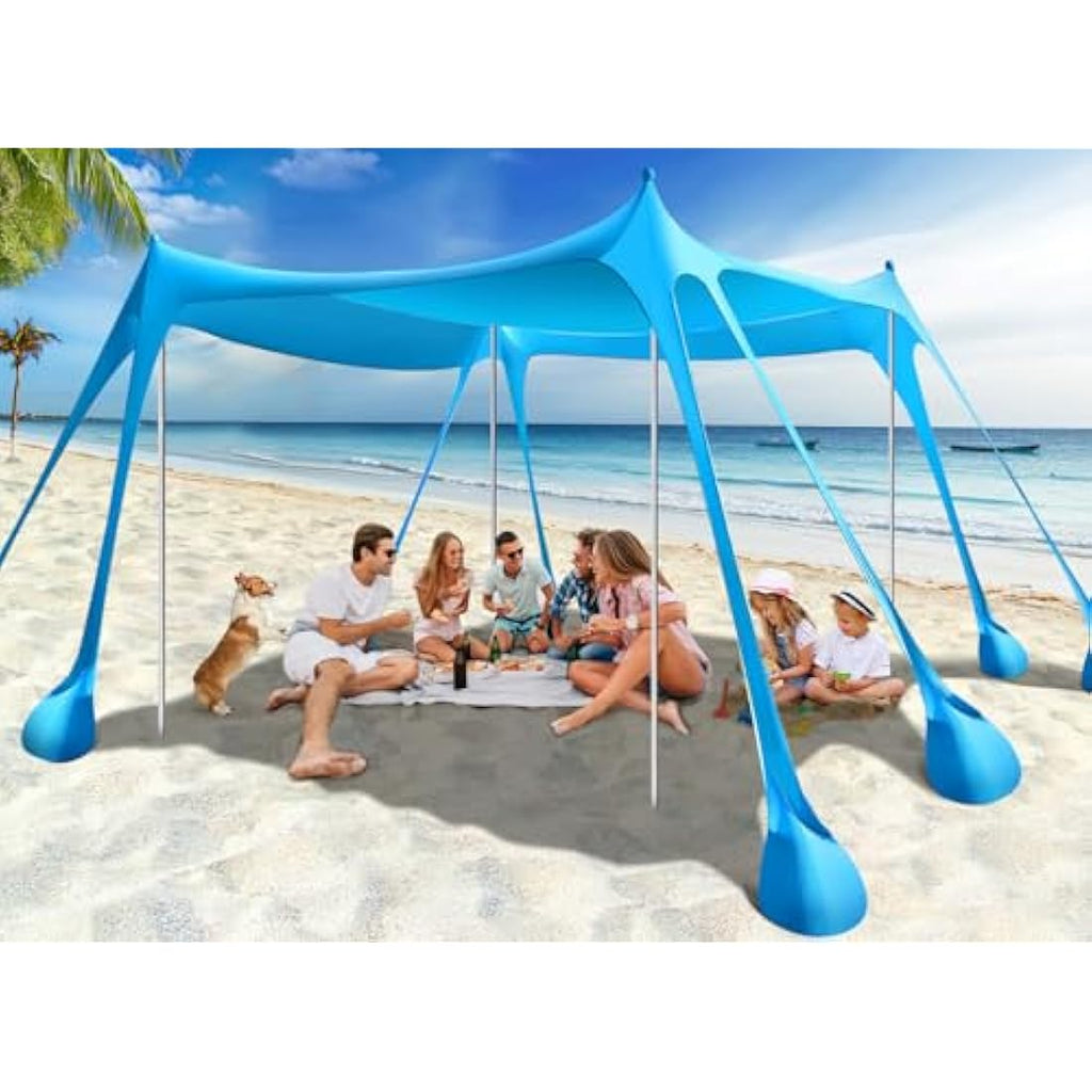 Rhino Valley Beach Tent – 6-8 Person UPF 50+ Windproof Sun Shelter