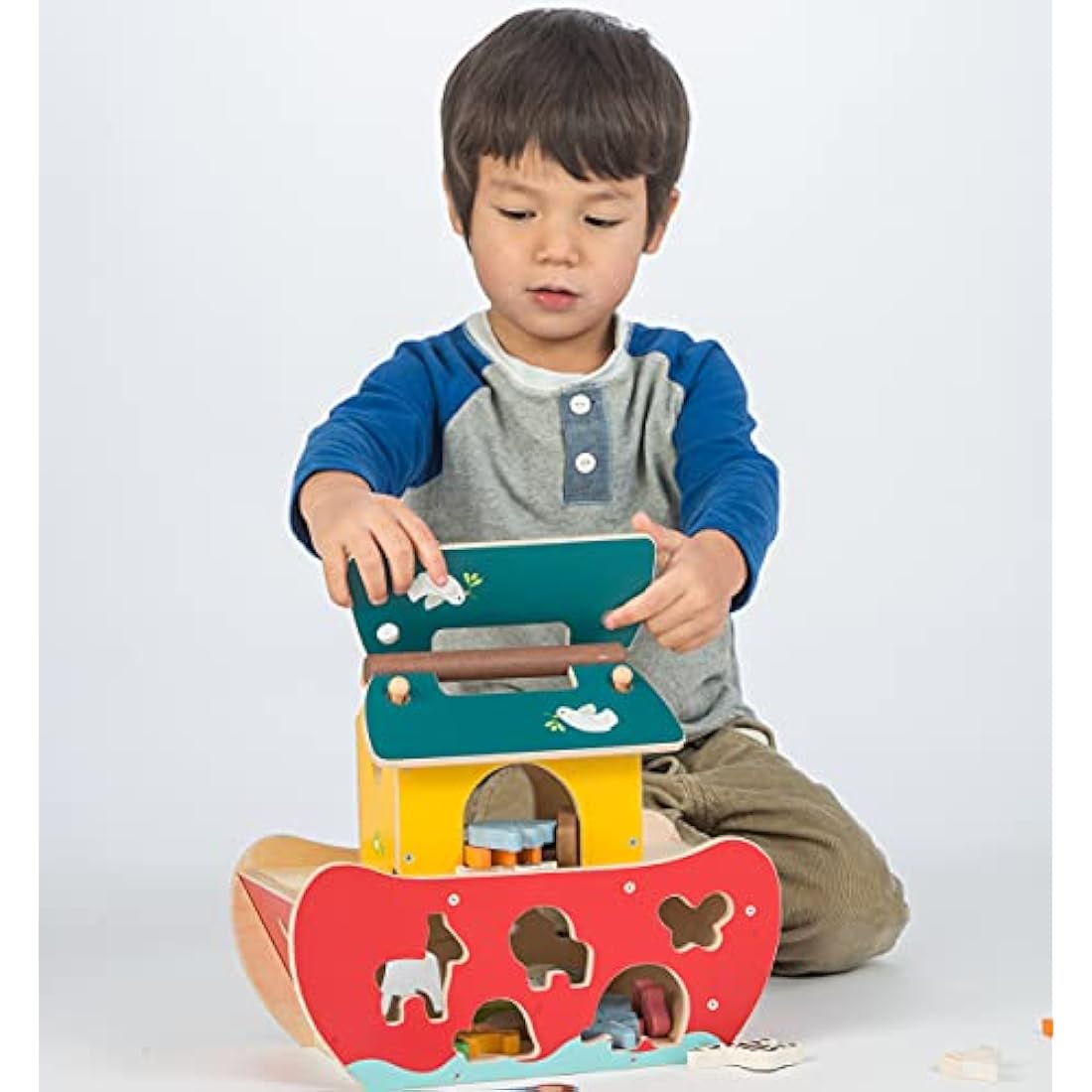 Tender Leaf Toys Wooden Noah's Ark Shape Sorter - Educational Toy