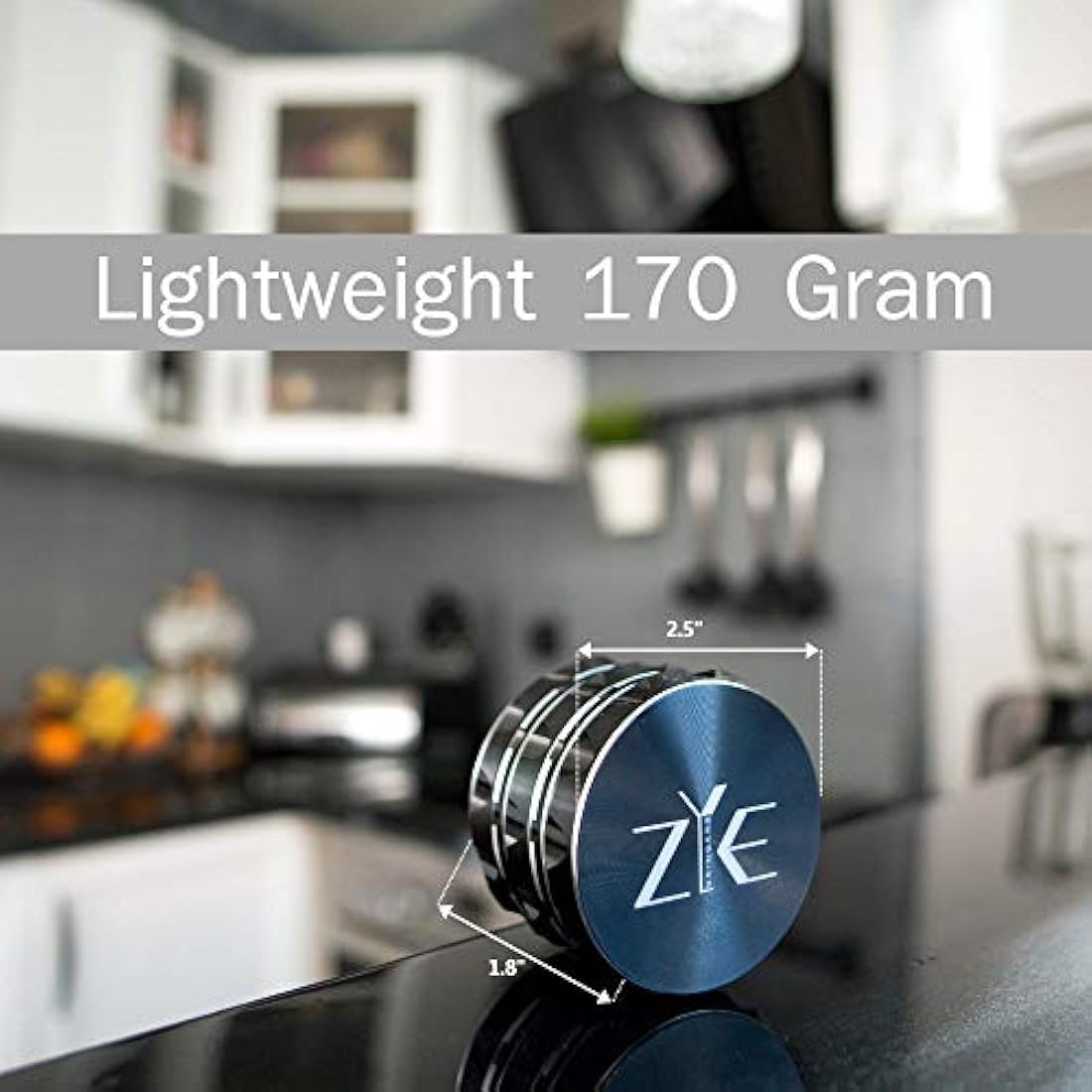 ZYE 4-Piece Herb Grinder – 2.5" Anodized Aluminium with Storage – Black