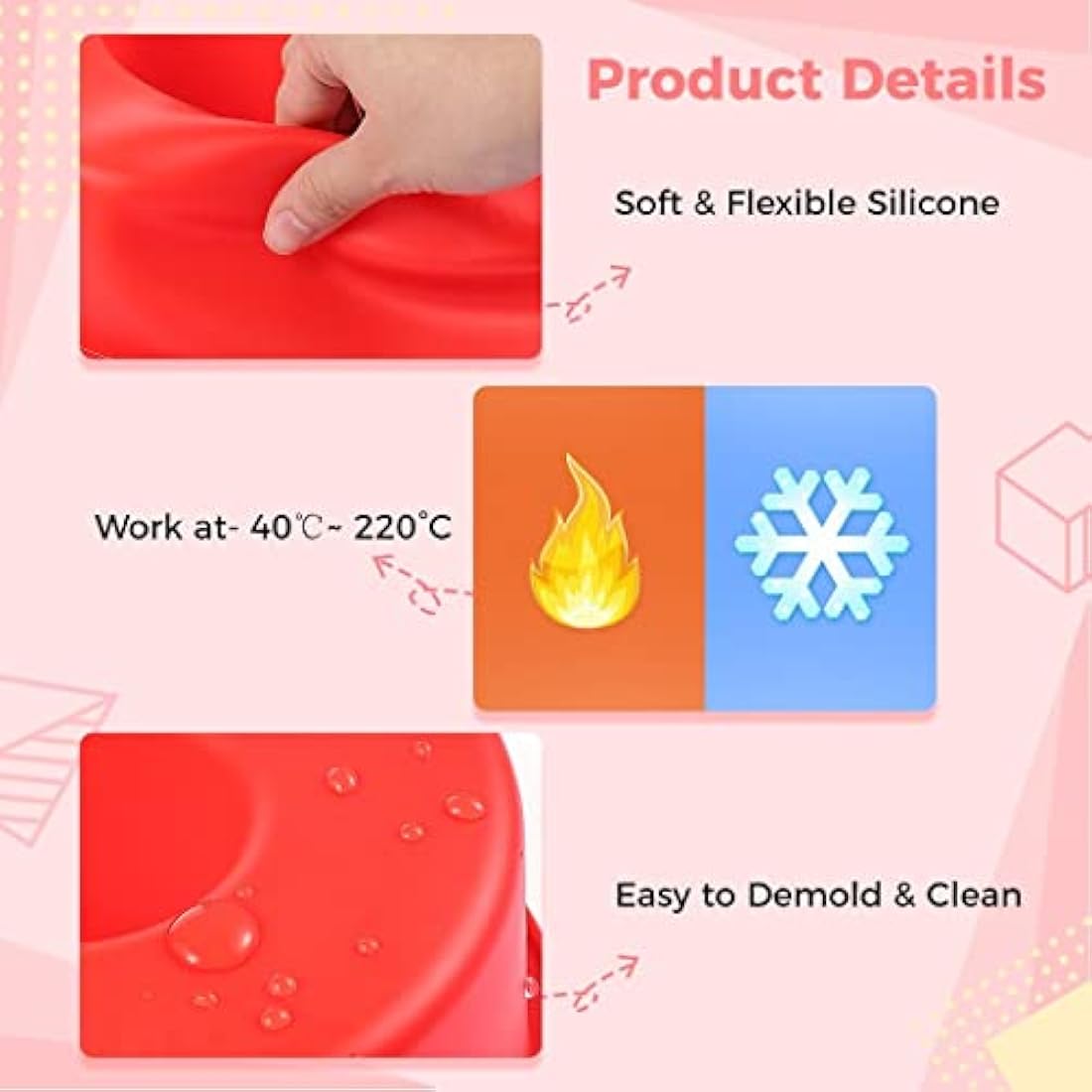 SWEWARM 10 Inch Number Cake Pans - 9 PCS Large Silicone 3D Molds, Red