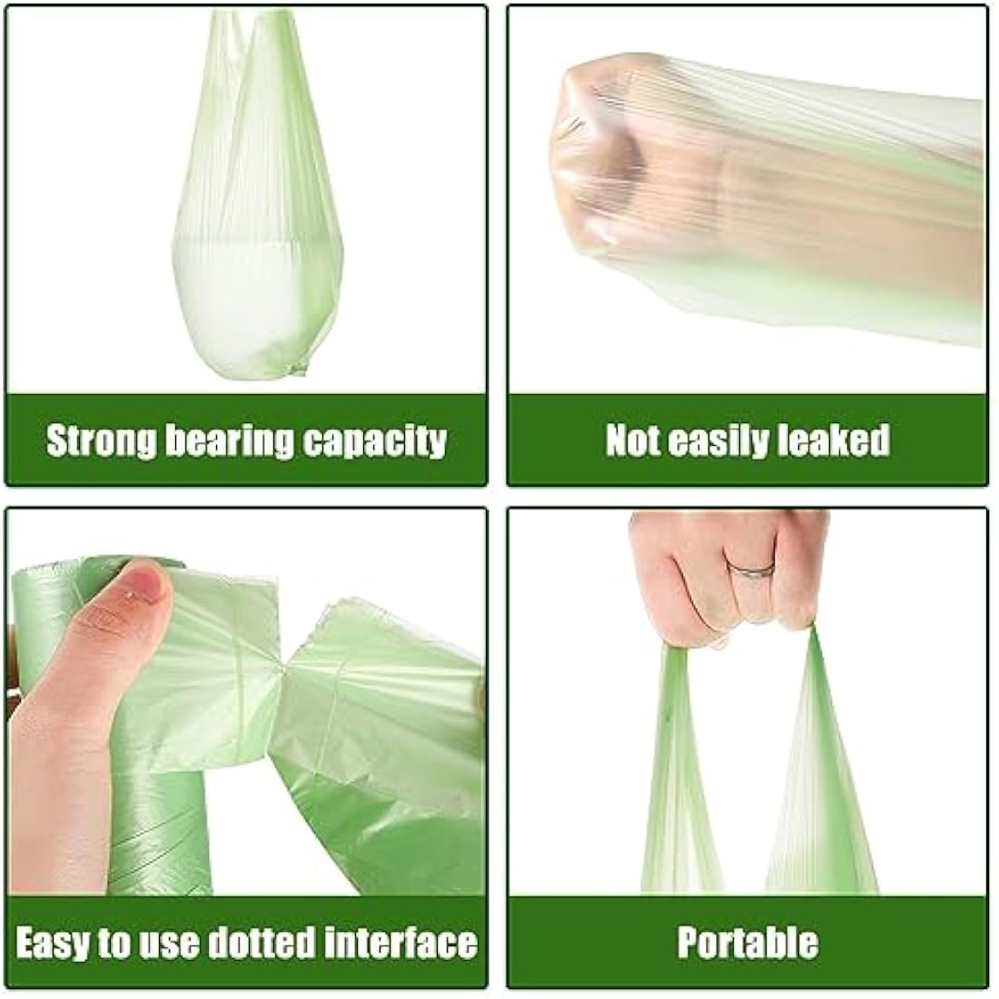 Jolof Store 10L Green Bin Bags | 100 Pack Food Waste Liners with Handles