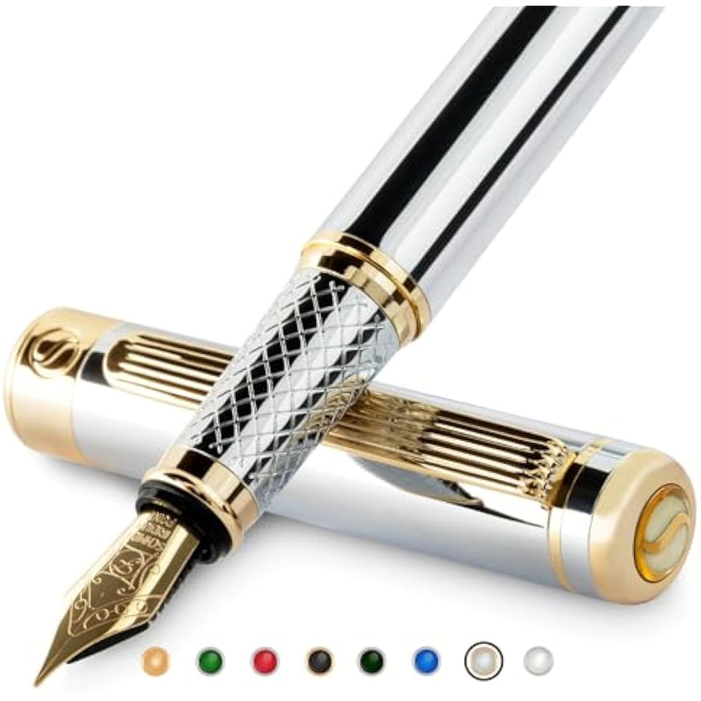 Silver Chrome Fountain Pen – Fine Schmidt Gilded Nib