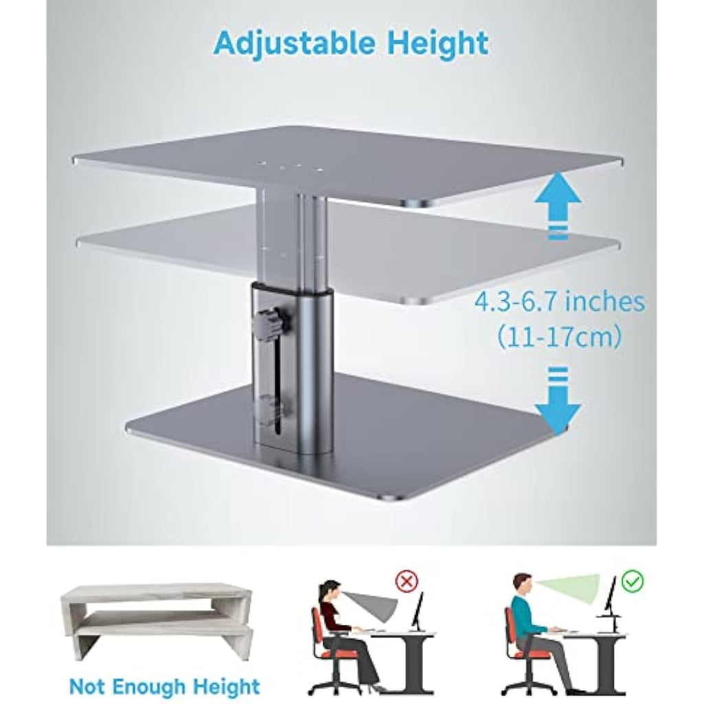 BoYata Adjustable Metal Monitor Stand Riser - Ergonomic Desk Organizer