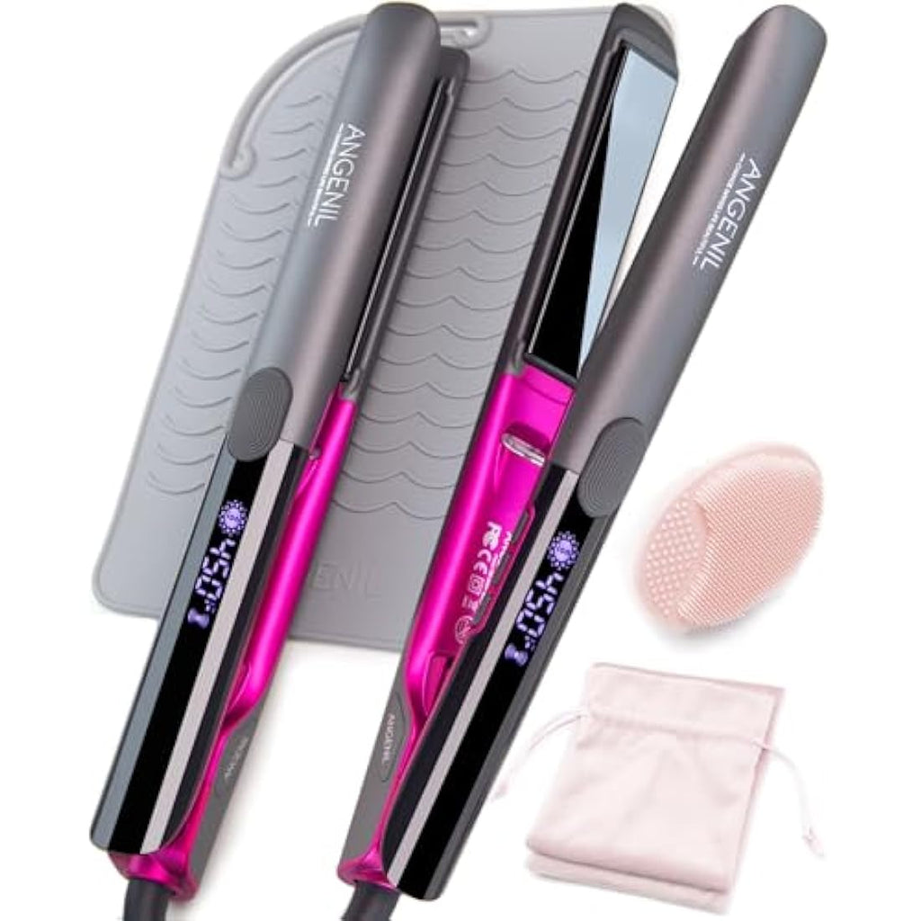 ANGENIL Titanium Hair Straightener | 2-in-1 Flat Iron & Curling Iron