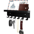 Wall Key Holder with Mail Tray – 6 Hooks Metal Entryway Rack
