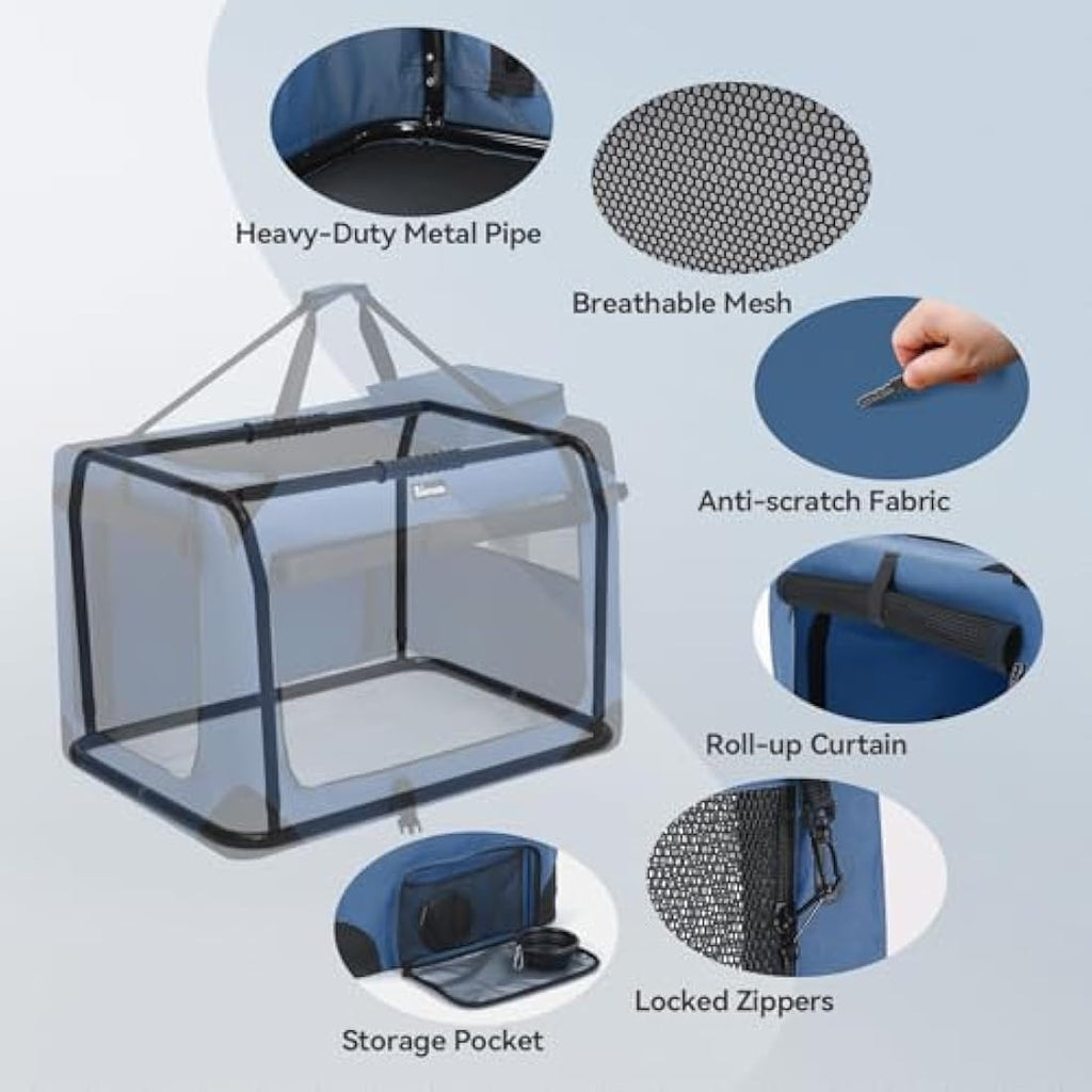 Reerooh Foldable Dog Carrier | Portable Soft Travel Crate with Steel Frame