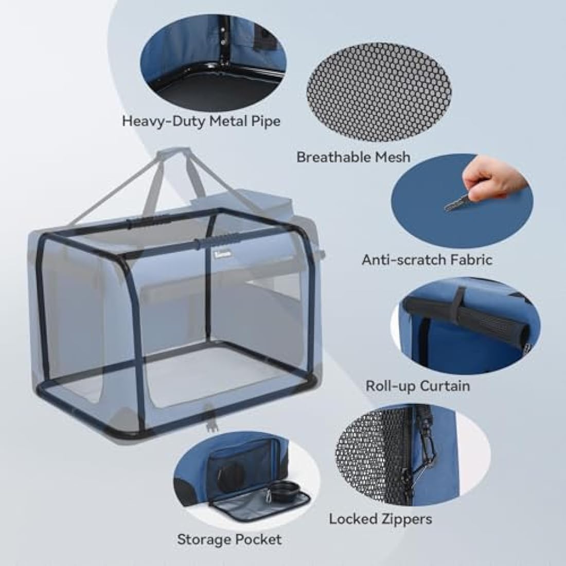 Reerooh Foldable Dog Carrier | Portable Soft Travel Crate with Steel Frame