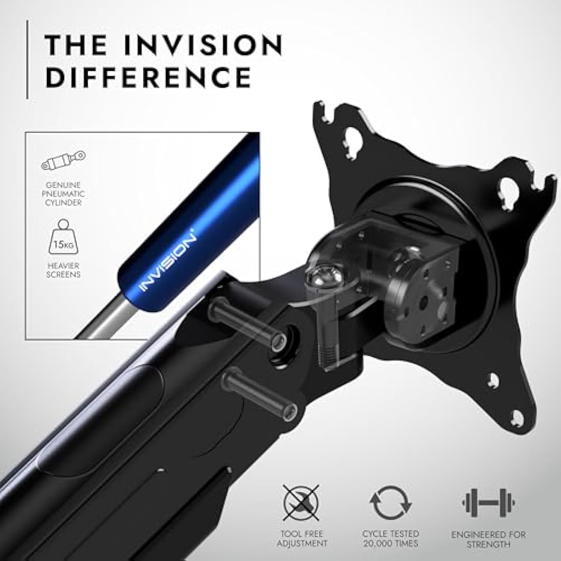 Invision MX450 Gas Spring Monitor Arm for 24-40 Inch Screens | VESA Mount