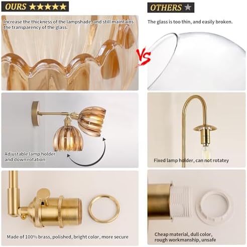 Vintage Gold Wall Sconces – Set of 2 Adjustable Brass Lamps